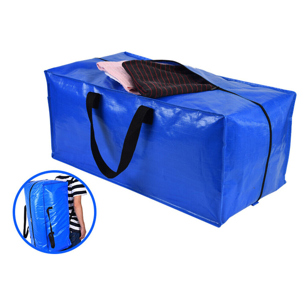 US 3 Pcs Heavy Duty Extra Large Storage Bag Blue Moving Water Resistant Bag Tote