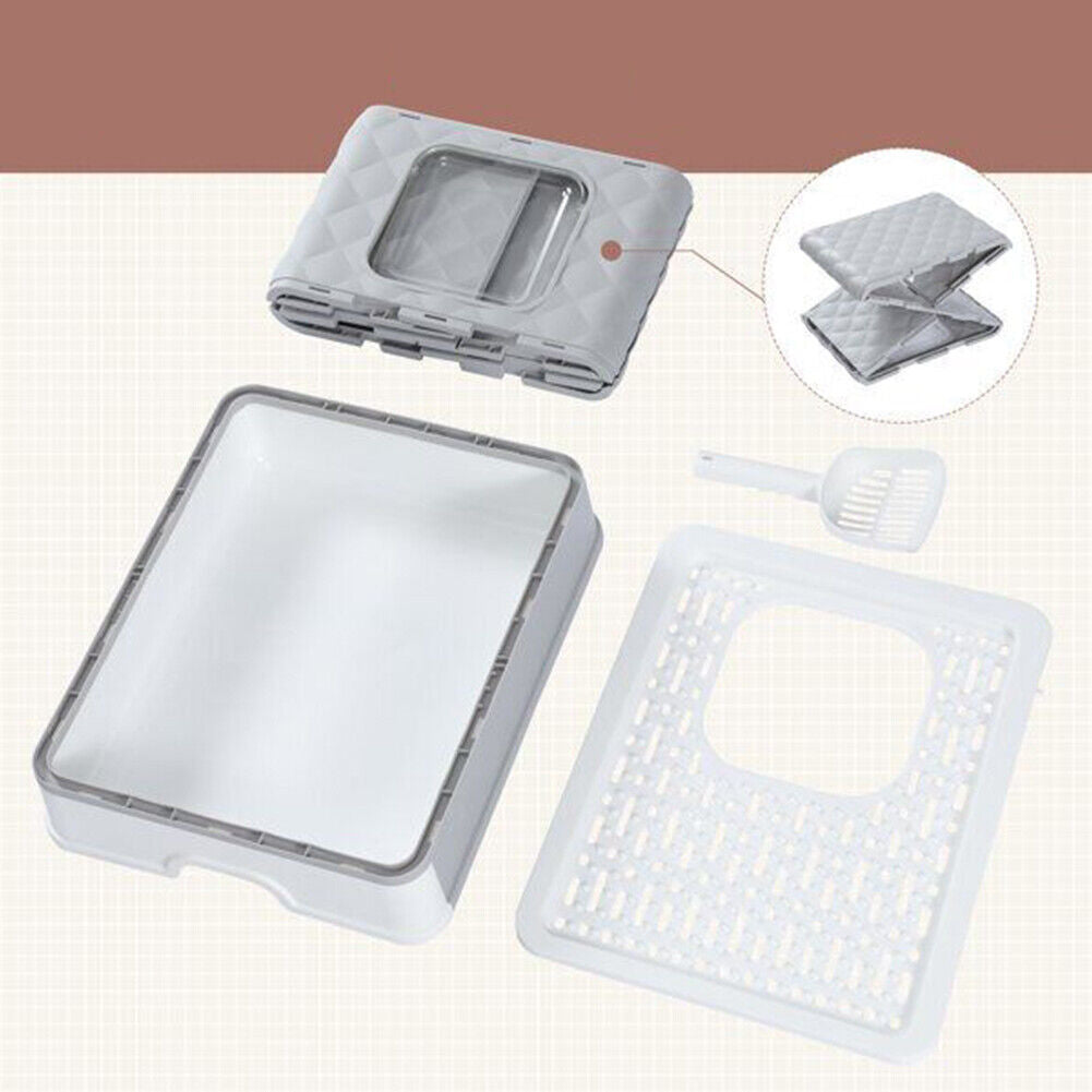 US Gray Self-Cleaning Hooded Cat Litter Box Enclosed Large Kitty Toilet Refill