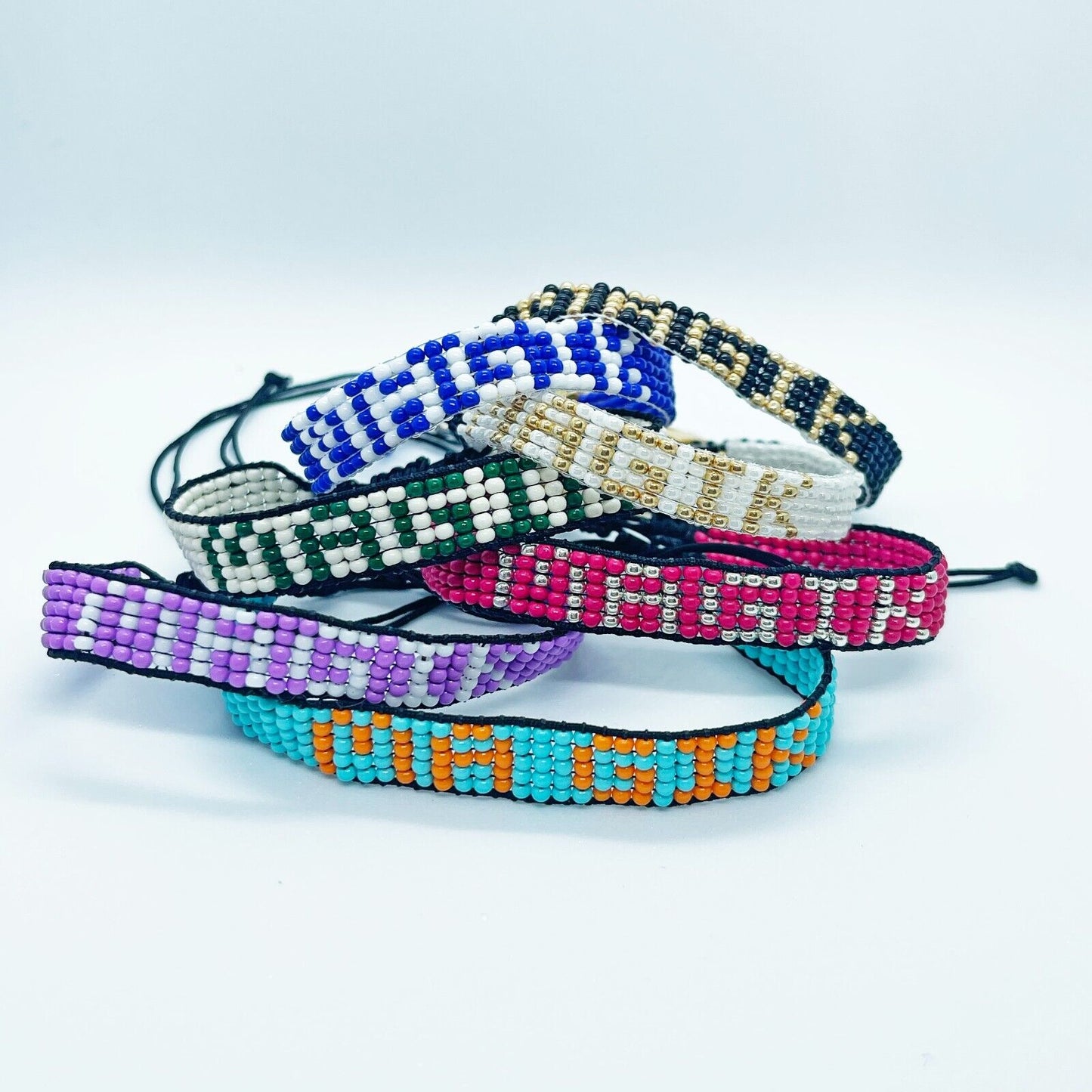 US Custom Glass Bead Name Mama Bracelet Personalized Stackable w/ Slide Closure