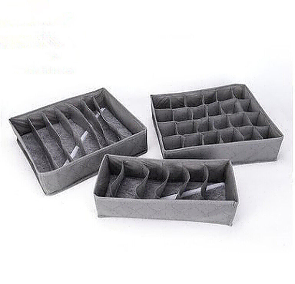 US 3Pcs Sock Bra Underwear Closet Drawer Organizer Storage Bamboo Charcoal Set