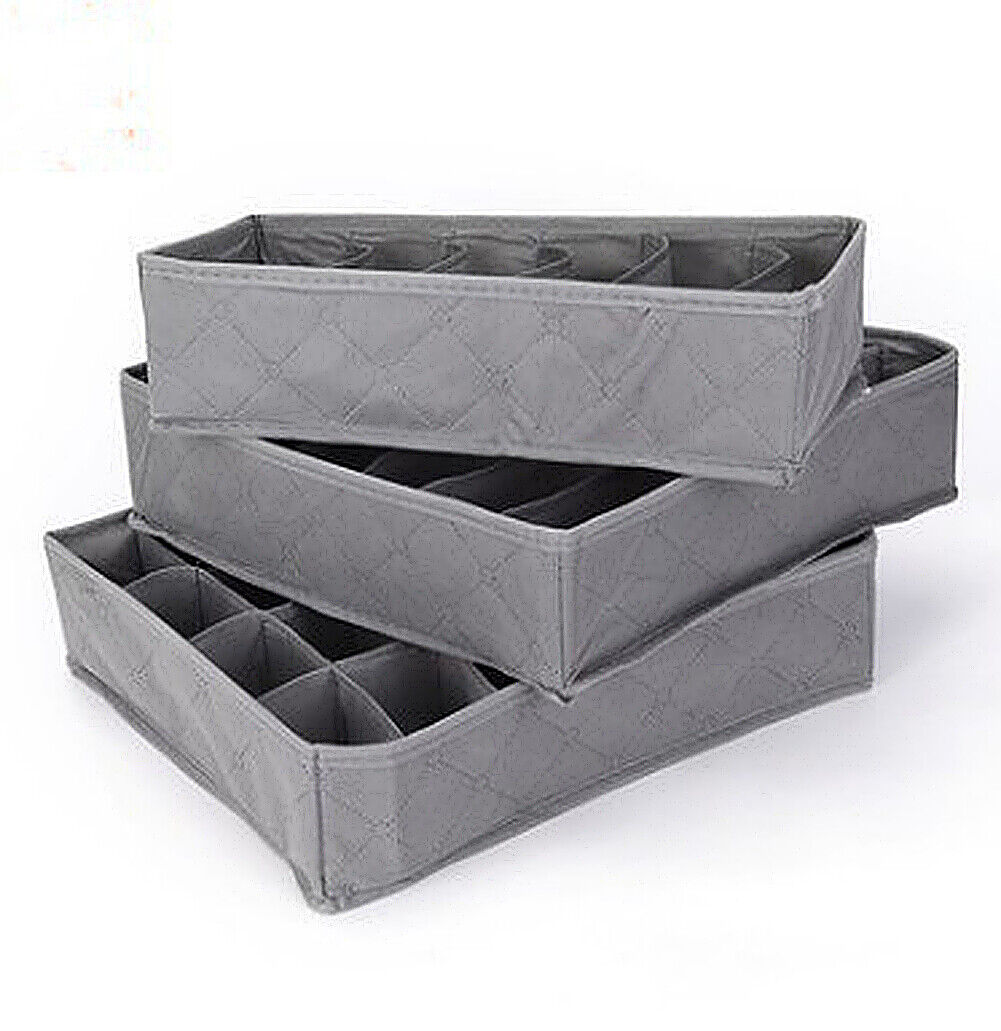 US 3Pcs Sock Bra Underwear Closet Drawer Organizer Storage Bamboo Charcoal Set