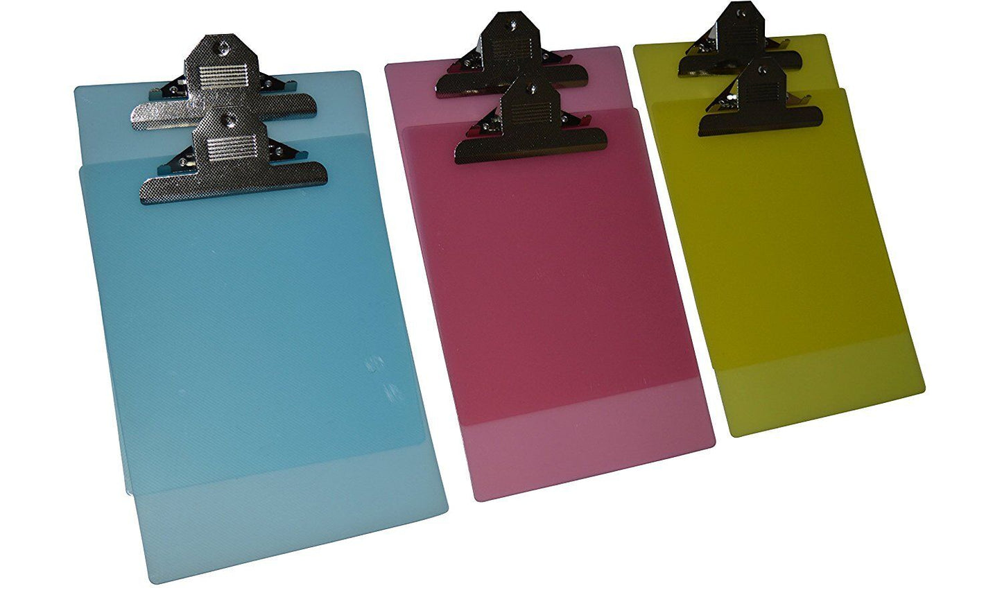 6 Pack Standard Size Plastic Clipboard 12.5”x9” (2 Pink,2 Yellow,2 Blue)