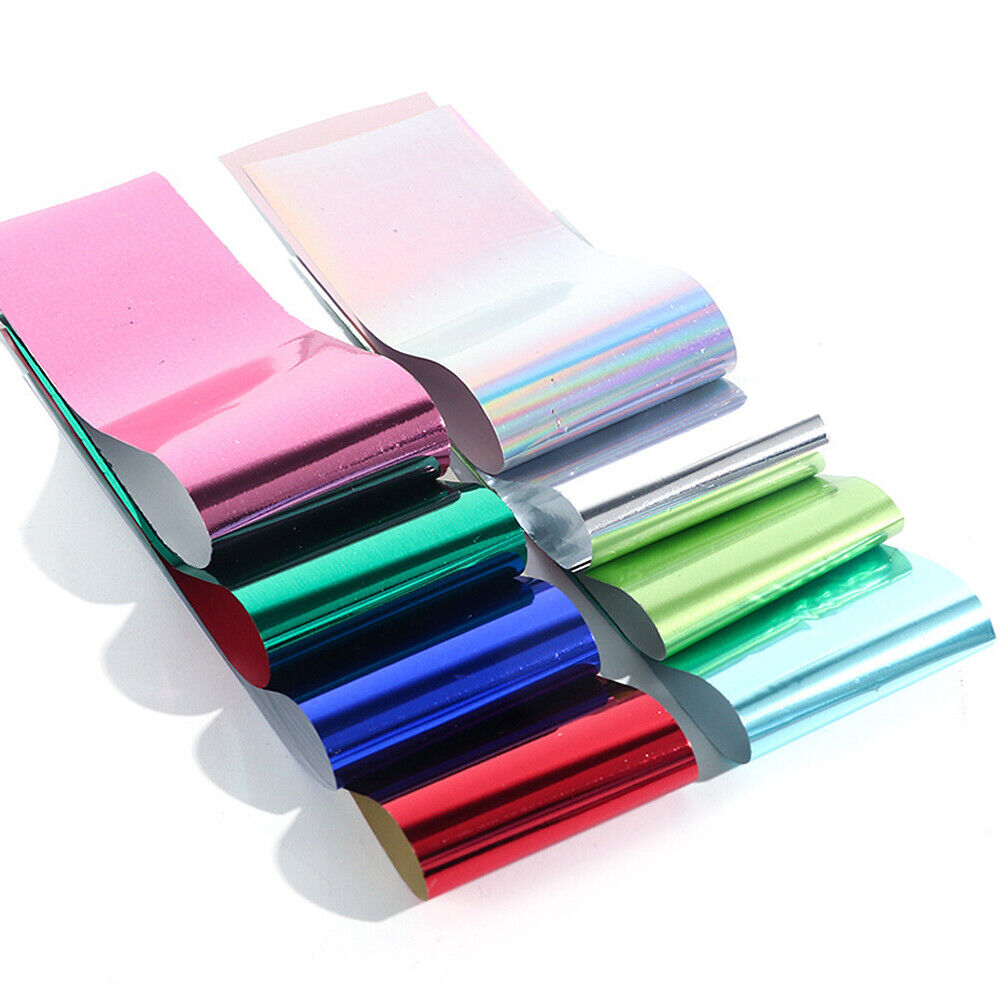 US 50 Sheets Holographic Flower Nail Foils Decal Nail Art Transfer Sticker Decor