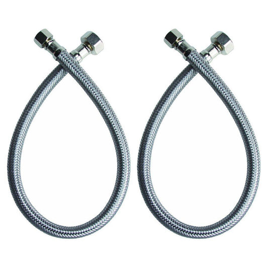 IUS2024-P2 Faucet Connector, Braided Stainless Steel 3/8" Female Compression*1/2