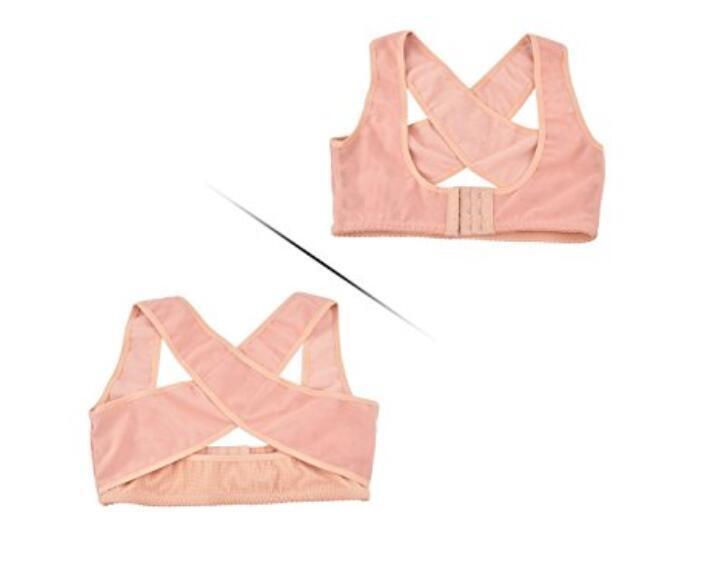 Women Chest Brace Up Hunchback Posture Shape Corrector X Strap Vest (M, Beige)
