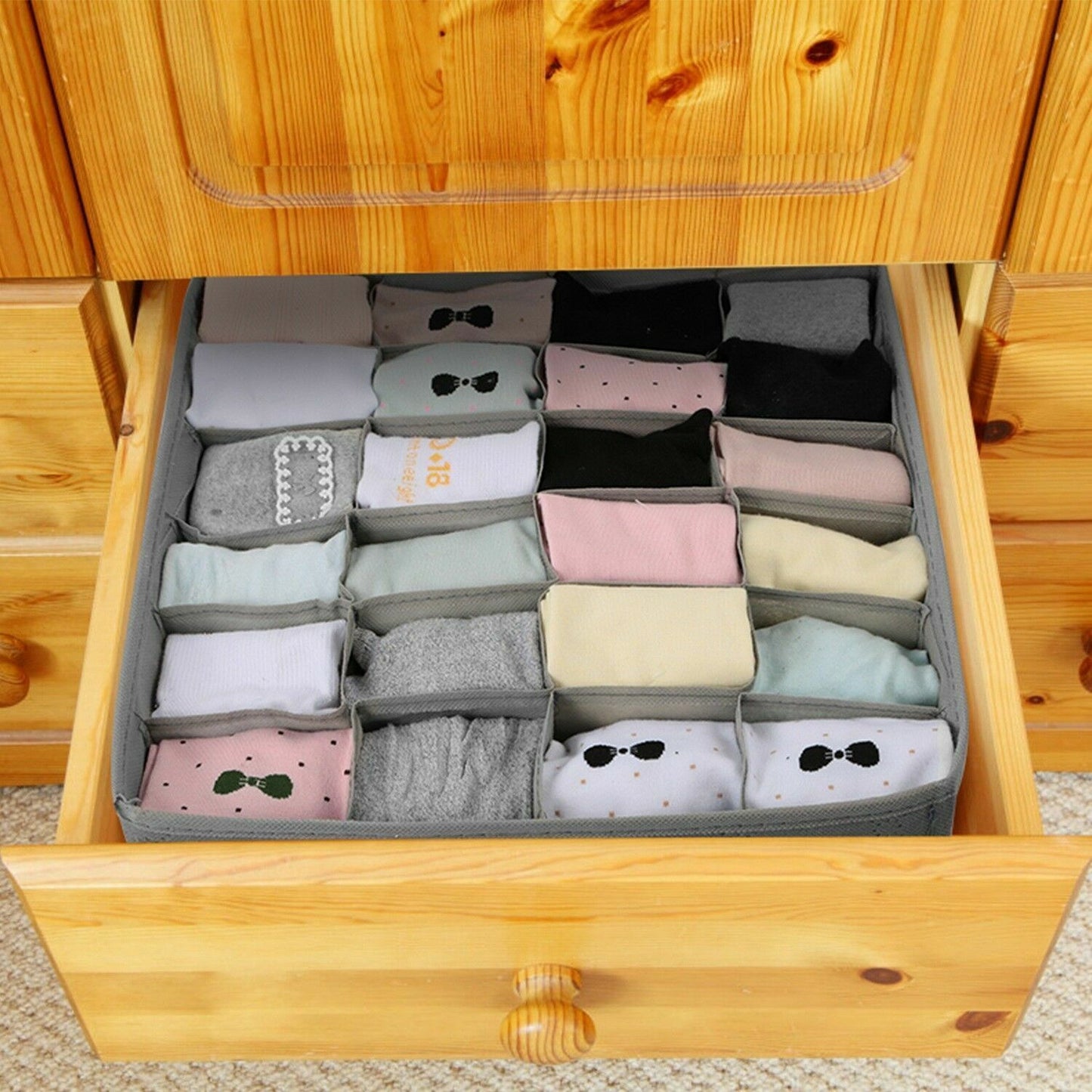 US 3Pcs Sock Bra Underwear Closet Drawer Organizer Storage Bamboo Charcoal Set