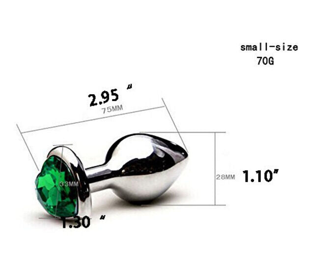 Heart ButtToy Plug Anal Insert Stainless Steel Metal Plated Jeweled Sexy Stopper