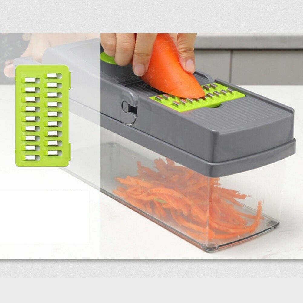 US 14-In-1 Vegetable Fruit Chopper Cutter Food Dicer Slicer Grater w/ Container