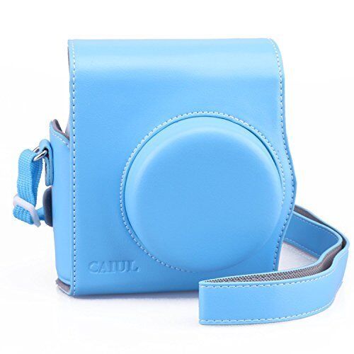 Vintage Fujifilm Instax Mini 8 8+ 9 Case Soft PU Leather Film Count Show, Blue