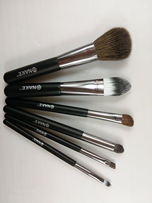 NAKE 6 pc Professional Mini Travel Makeup Goat Hair Makeup Brush Set with Bag