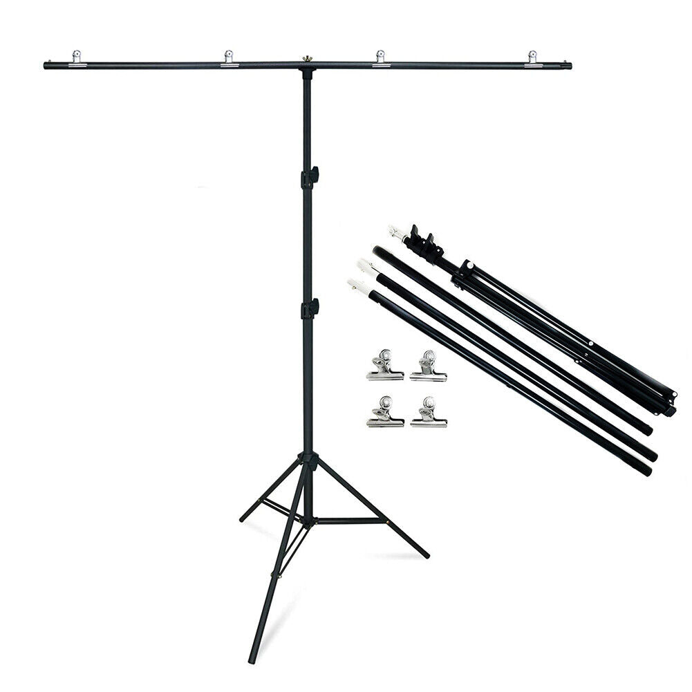 US 6.5x6.5feet/2x2m T-Shaped Photo Backdrop Background Stand with Four Clip Kit