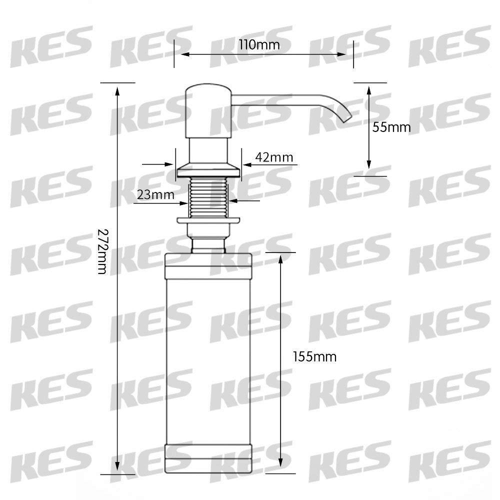 KES PSD1-2 Lotion/Soap Dispenser w/ 18-8 Stainless Steel Pump&PP Bottle Brushed