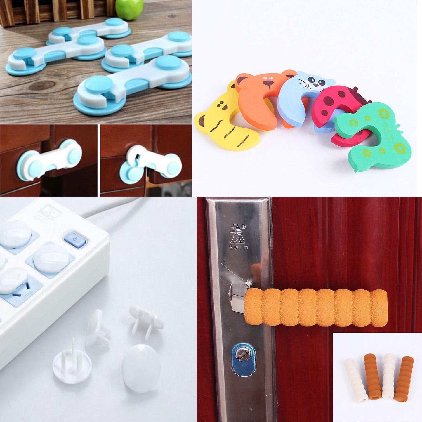 50 in 1 Baby Safety Set, Door Handle+Drawer Lock+Socket Outlet Plug+Door Stopper