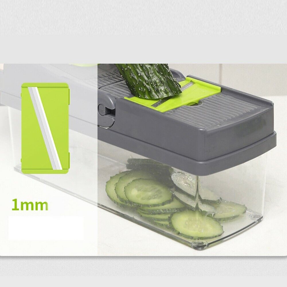 US 14-In-1 Vegetable Fruit Chopper Cutter Food Dicer Slicer Grater w/ Container