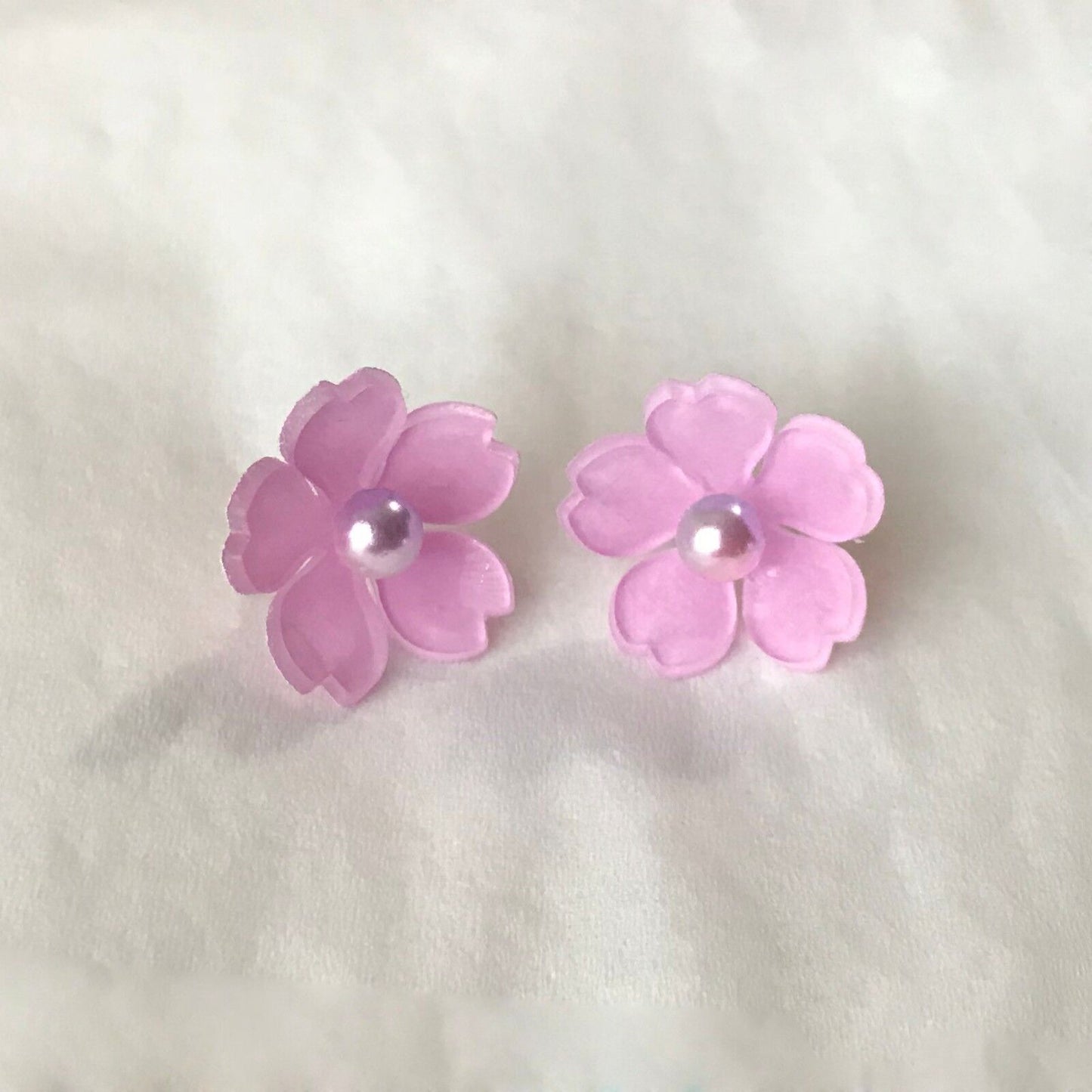 On Sale! Magik "Sakura Cherry Blossom" Handmade with Mermaid Bead Stud Earring