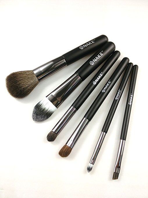 NAKE 6 pc Professional Mini Travel Makeup Goat Hair Makeup Brush Set with Bag