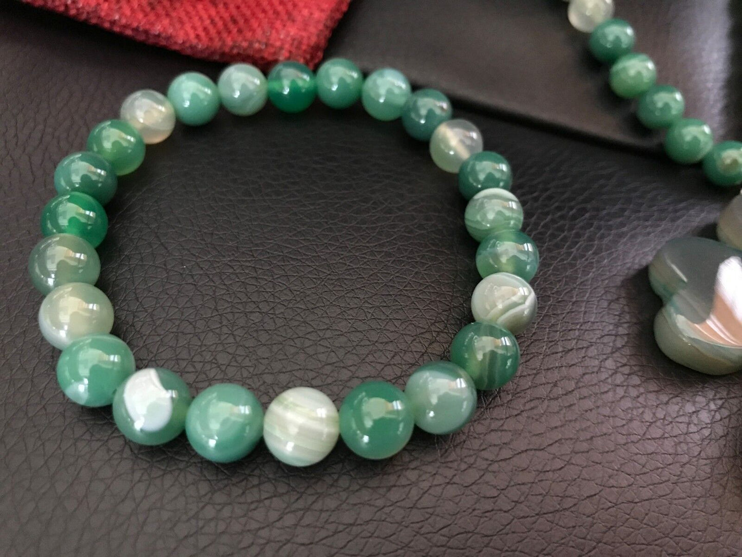 GREEN AGATE SET OF NECKLACE+STRETCHABLE BRACELET+EARRING