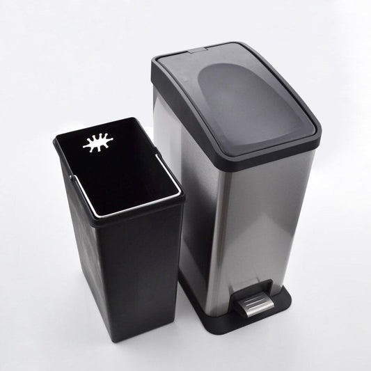 12L Stainless Steel Square Step Trash Can Removable Inner Bucket Silent Close