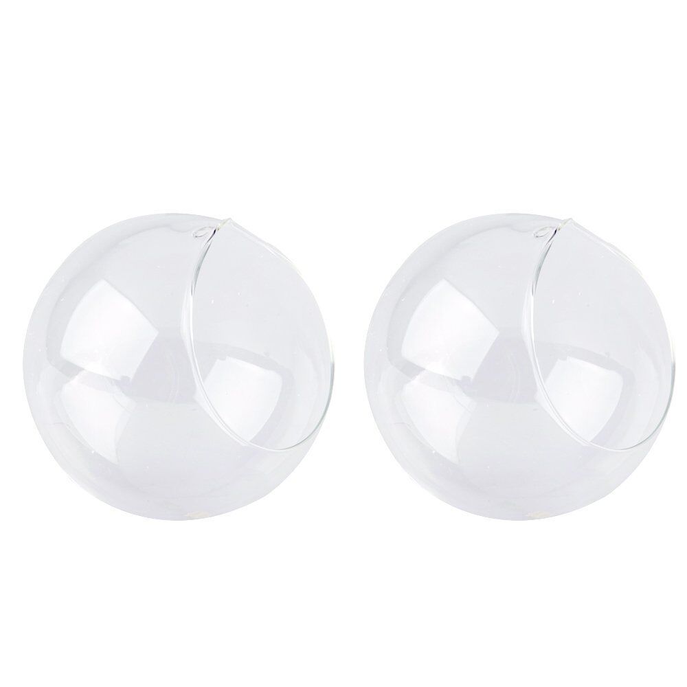 Set of 2 Decorative Clear Glass Globe / Hanging Air Plant Terrarium Planter