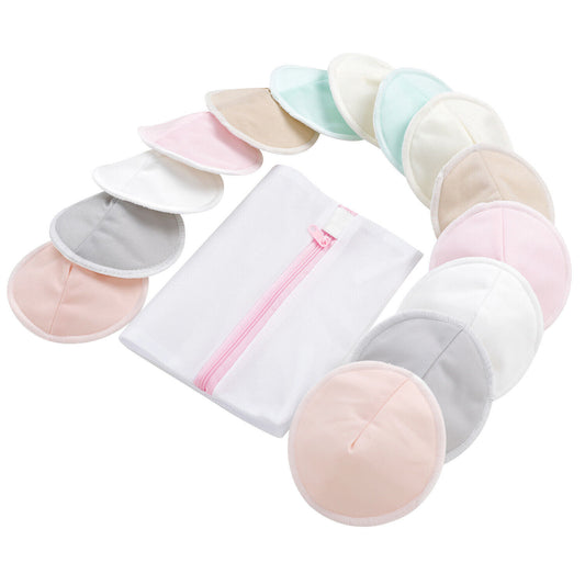 US 14 Bamboo Nursing Breast Nipple Pads Washable Pads with Wash Bags Leak-Proof