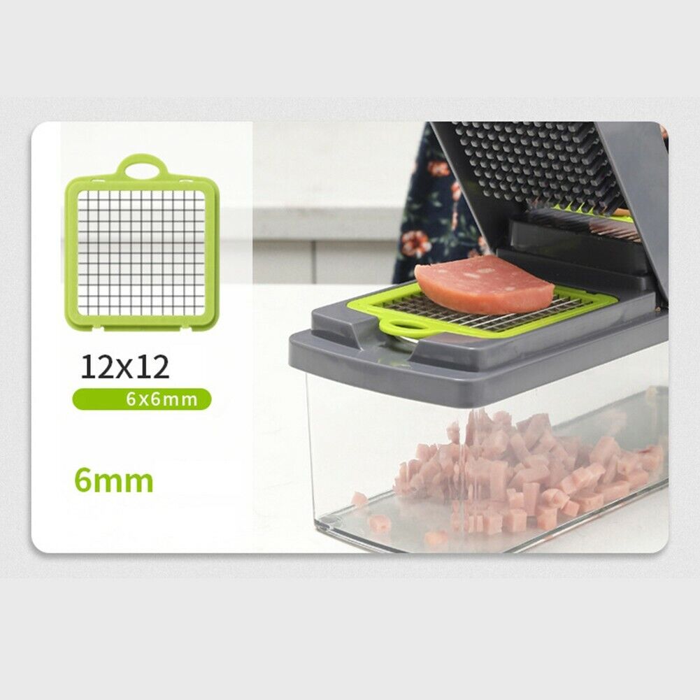 US 14-In-1 Vegetable Fruit Chopper Cutter Food Dicer Slicer Grater w/ Container