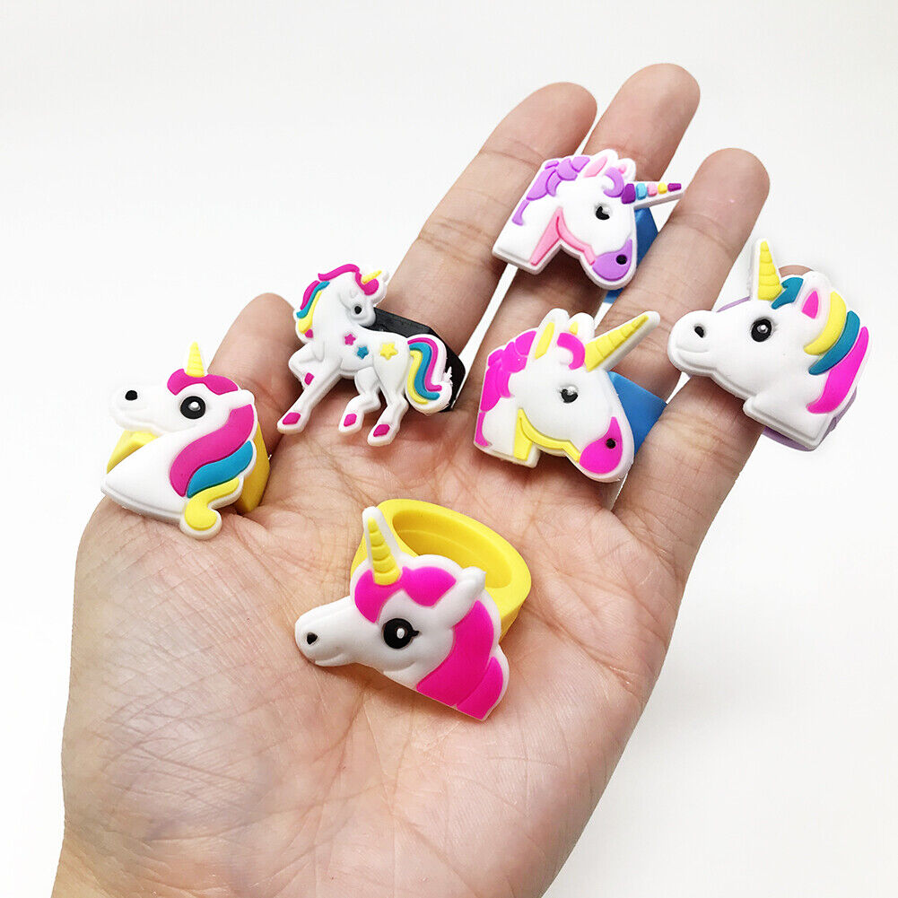 24-48 Rainbow Unicorn Jewelry Set Party Hair Band Bracelet Rings Hair Clip Kids