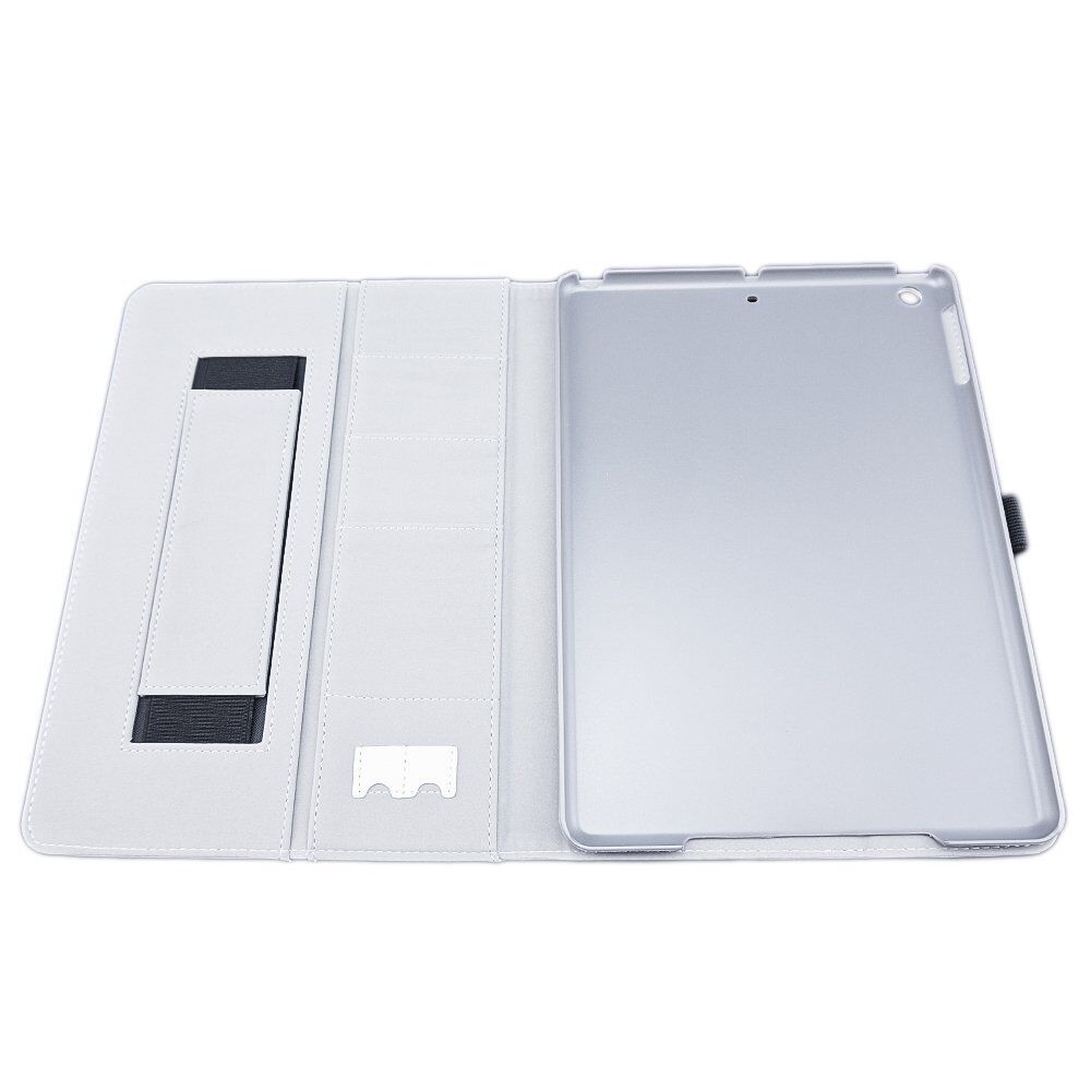 iPad Air/iPad 5 Flip Stand Cover w/ Card Slots Elastic Hand Strap,Cream