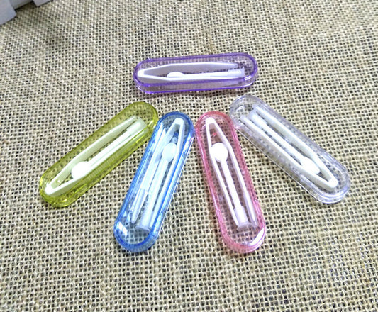 Magik Mini Travel Plastic Contact Lens Box Holder Case Container + Tweezer Set (
