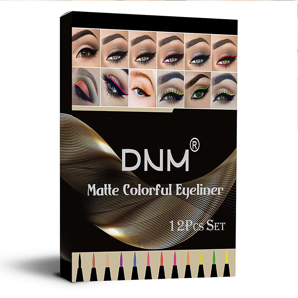 US 12 Colors Liquid Eyeliner Pen Set Matte Waterproof Smudge-Proof Smooth Vivid