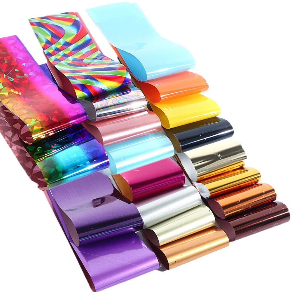 US 50 Sheets Holographic Flower Nail Foils Decal Nail Art Transfer Sticker Decor