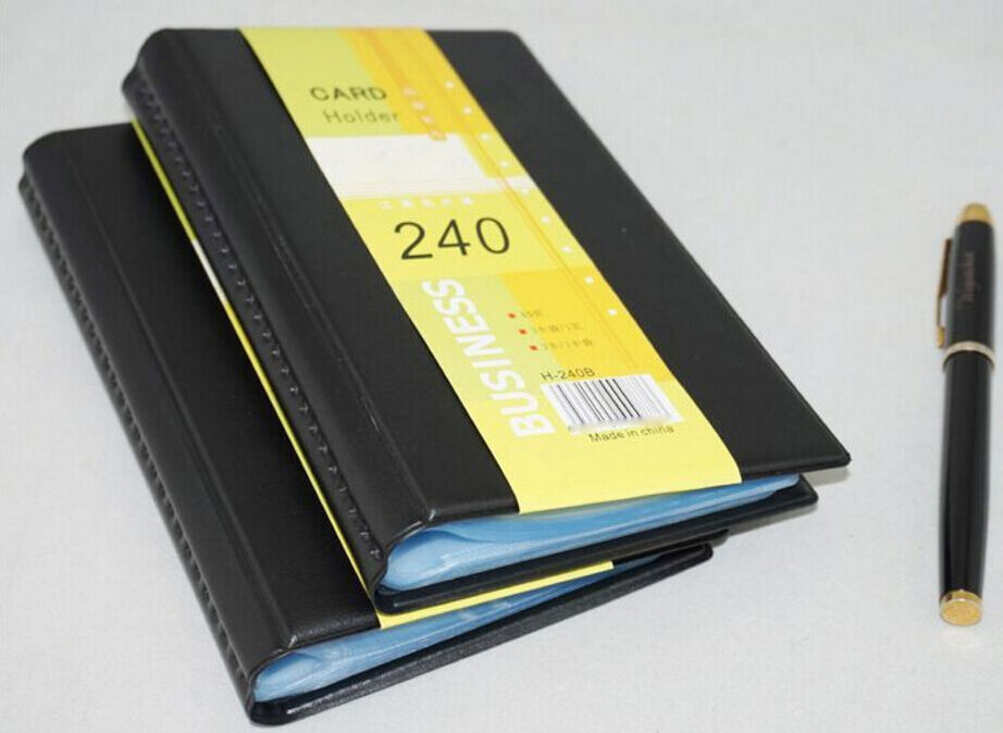 Leather 240 Cards Business Name ID Credit Card Holder Book Case Keeper Organizer