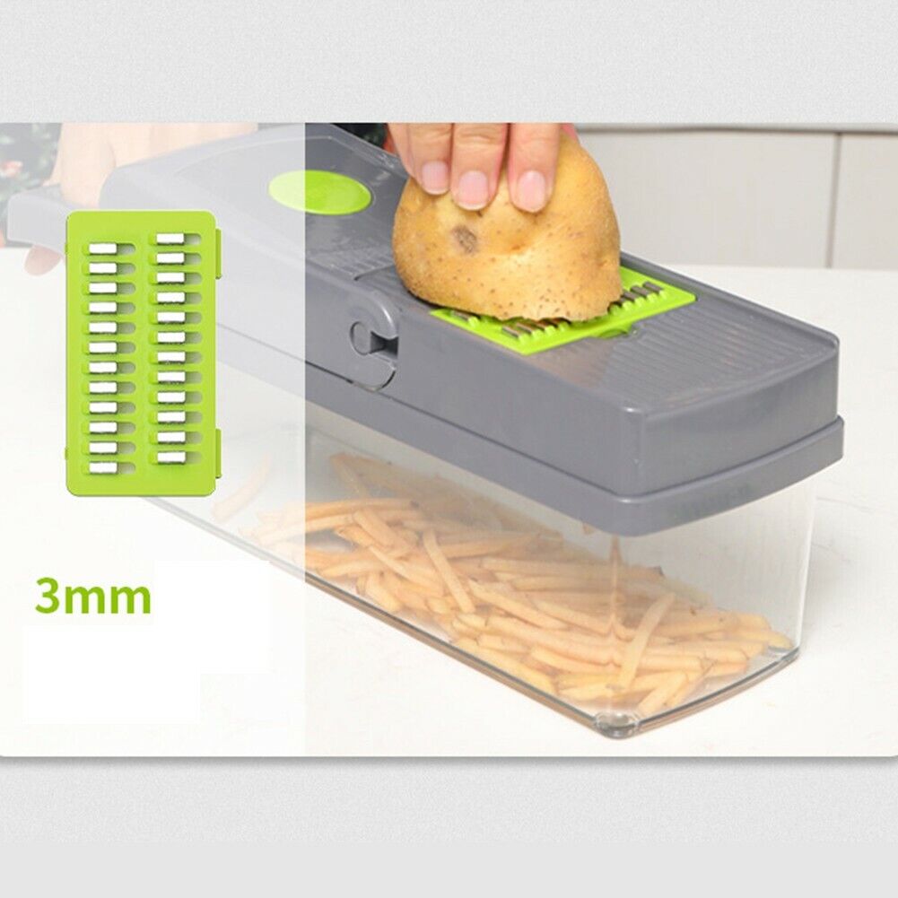 US 14-In-1 Vegetable Fruit Chopper Cutter Food Dicer Slicer Grater w/ Container