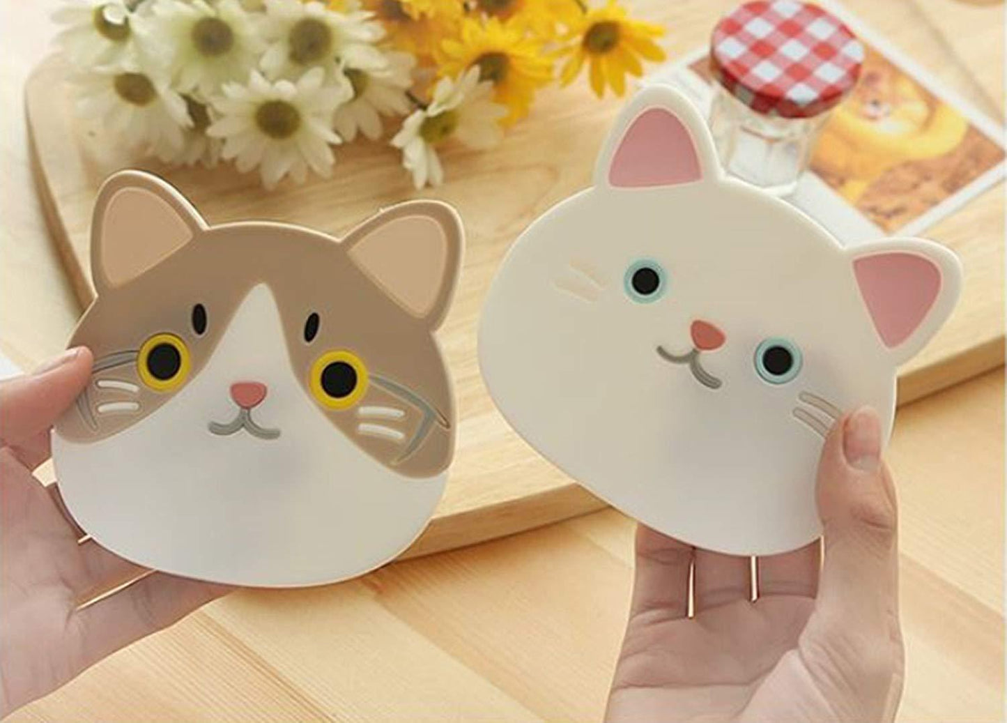 US 6 Pack Cat Coasters Mug Cushion Tea Cup Pad Tableware Mat Silicone Place Mat