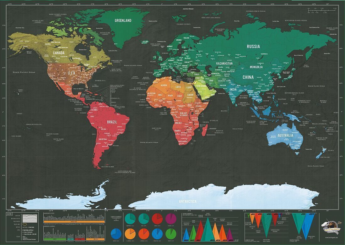Deluxe Travel Edition Scratch Off World Map Poster Personalized Journal Log