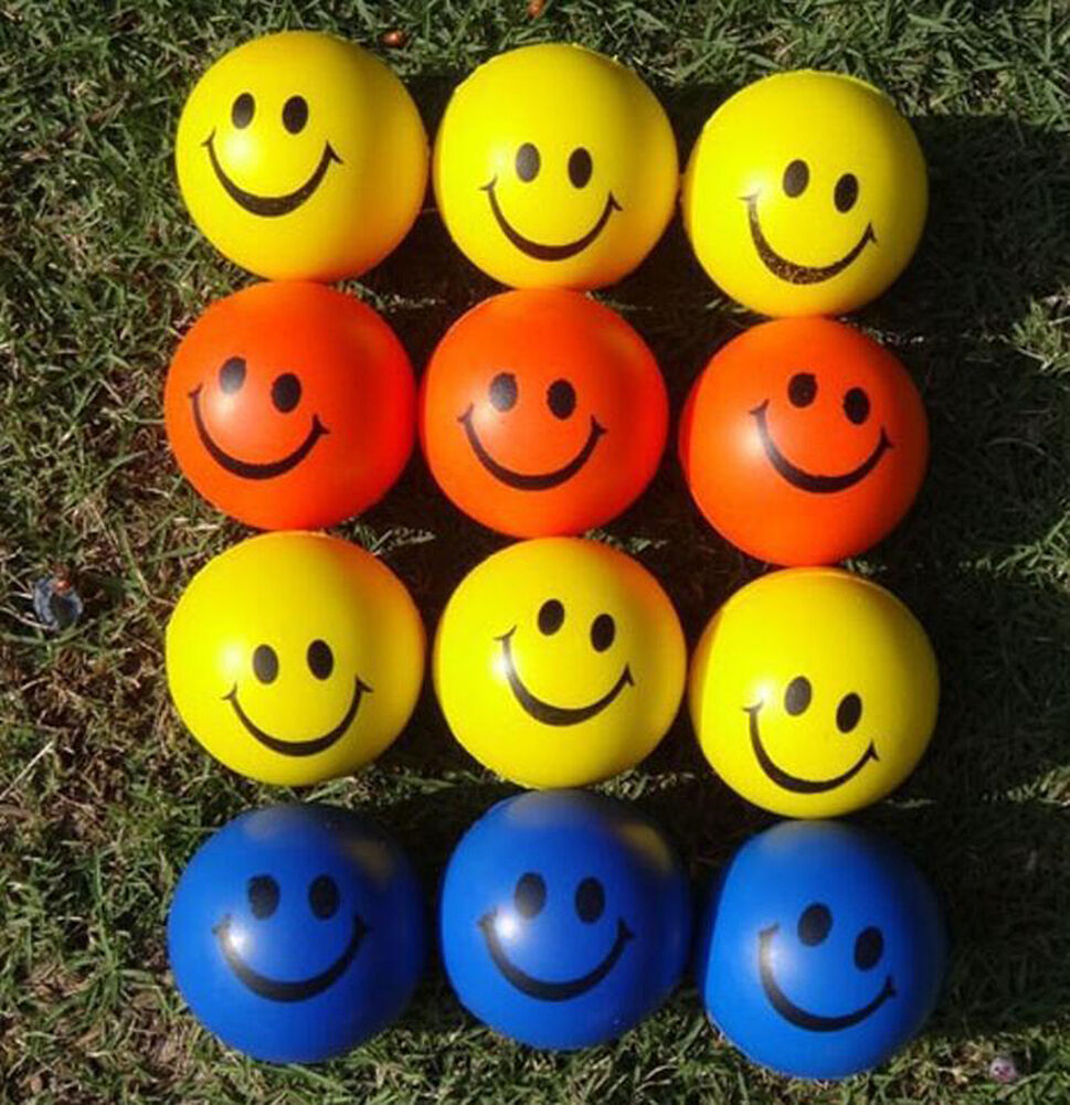 12 PCS Magik Mini Smile Face Relaxing squeezable Balls (1 Dozen) Assorted colors