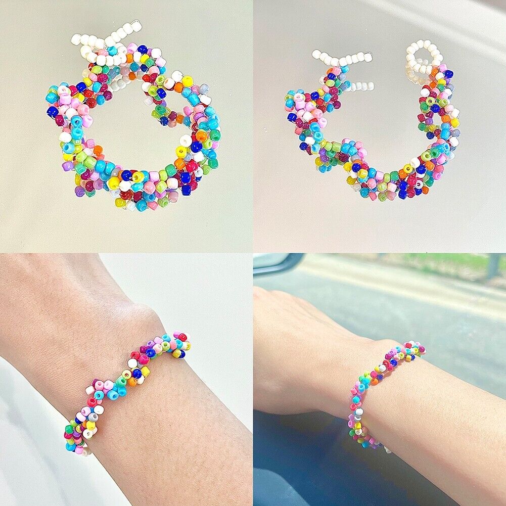 US Handmade "Colorful Life" Candy 4mm Glass Seed Bead Bracelet Gift Women Girls