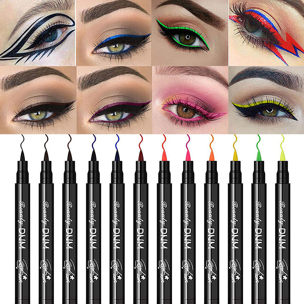 US 12 Colors Liquid Eyeliner Pen Set Matte Waterproof Smudge-Proof Smooth Vivid