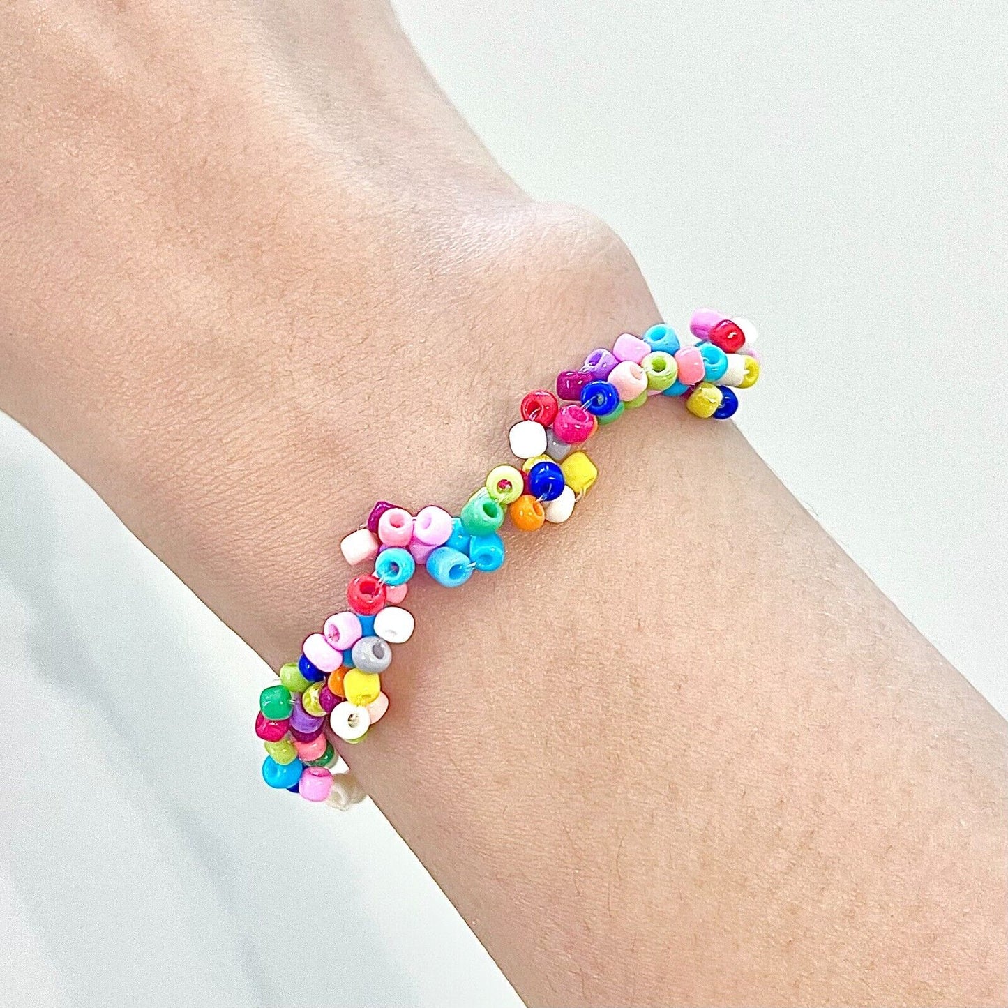 US Handmade "Colorful Life" Candy 4mm Glass Seed Bead Bracelet Gift Women Girls