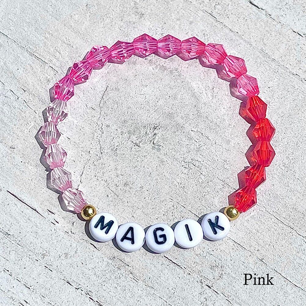 US Custom Crystal Bicone Bead Name Bracelet Personalized Stackable Mama Bracelet