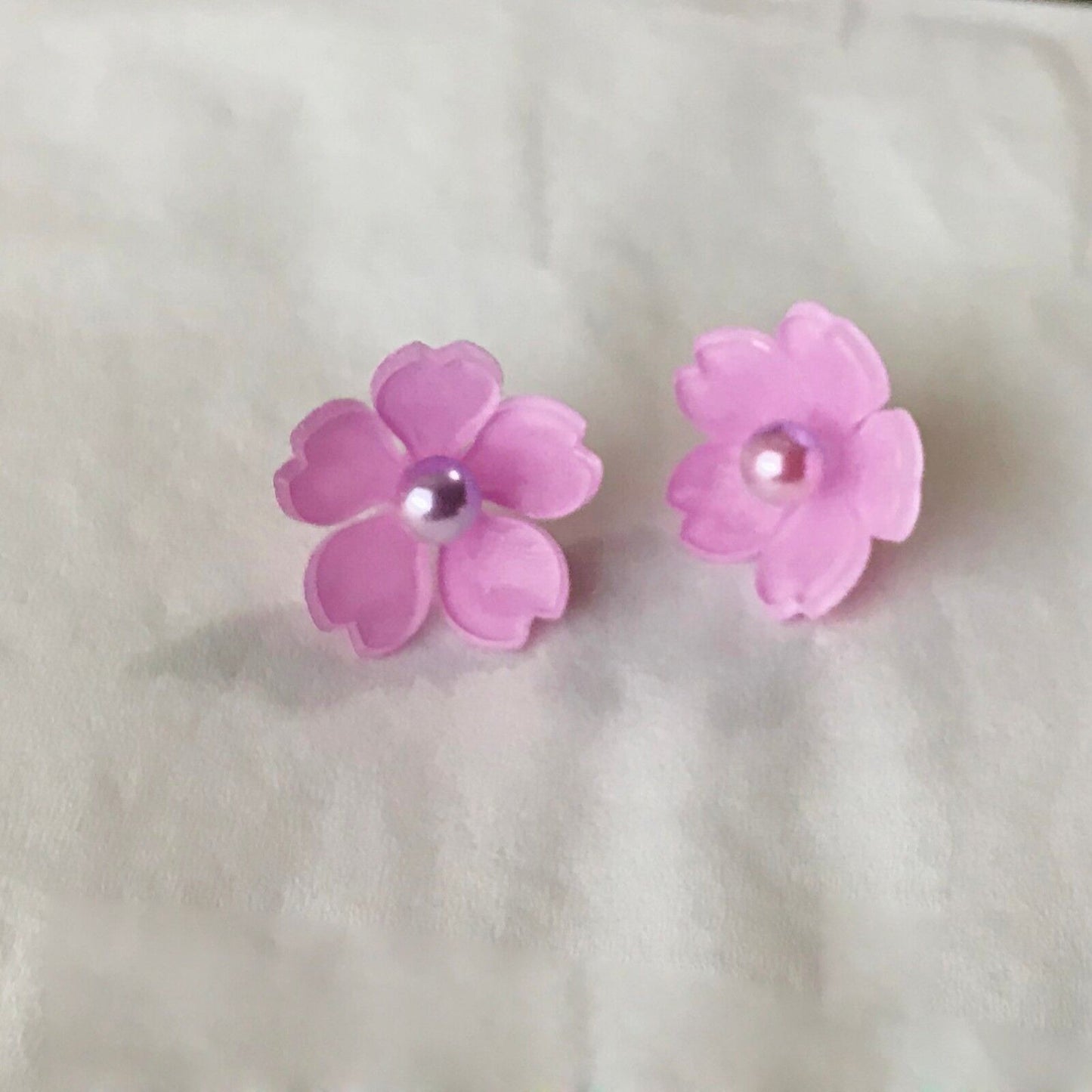 On Sale! Magik "Sakura Cherry Blossom" Handmade with Mermaid Bead Stud Earring