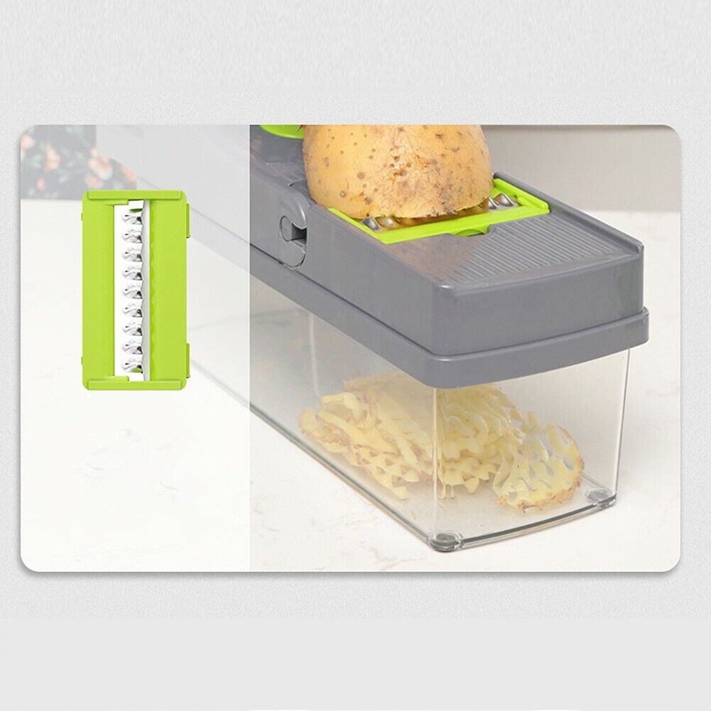 US 14-In-1 Vegetable Fruit Chopper Cutter Food Dicer Slicer Grater w/ Container