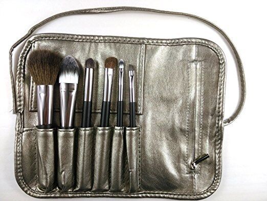 NAKE 6 pc Professional Mini Travel Makeup Goat Hair Makeup Brush Set with Bag
