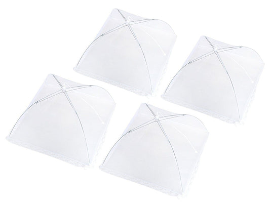 Set of 4 Pop Up Mesh Screen Food Cover Tents White - Keep Out Flies, Bugs, Mosqu