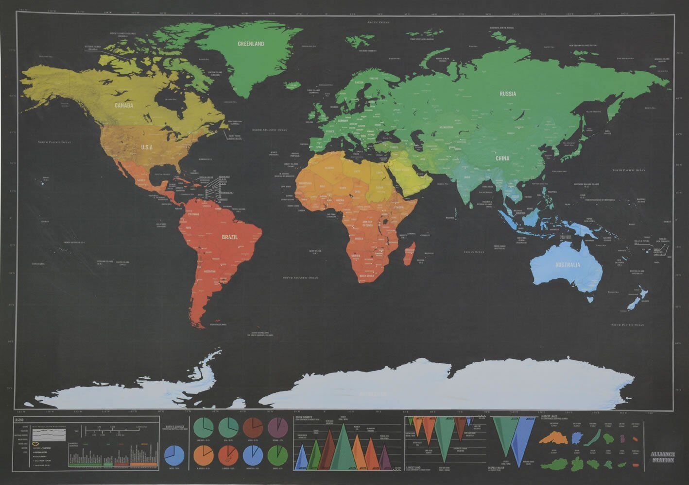 Deluxe Travel Edition Scratch Off World Map Poster Personalized Journal Log