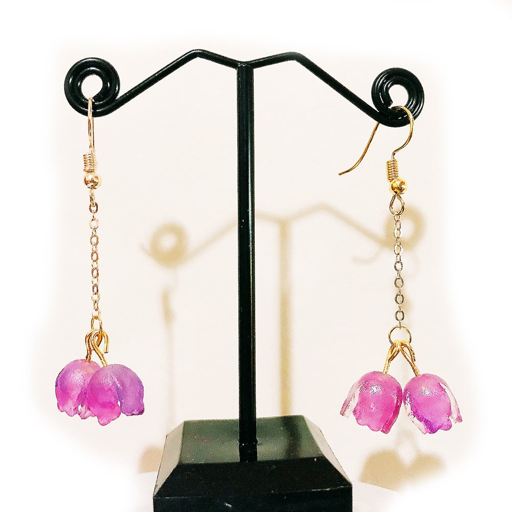 Made in the USA! Thanksgiving Sale! Magik "Lily of the Valley " 3d Floral Shrinky Dinks Earring