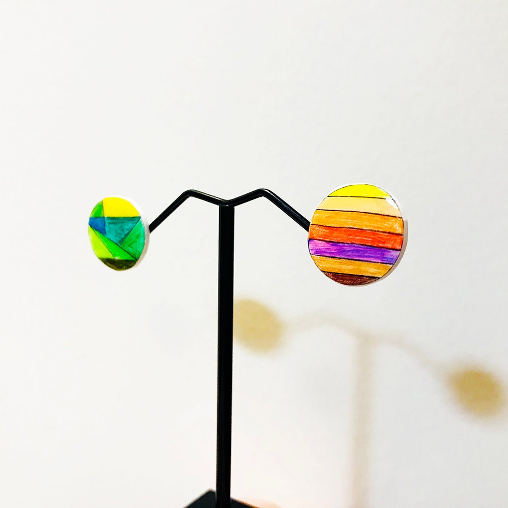 Magik Shrinky Dink "Fancy Terraces" Stylish Ear Stud