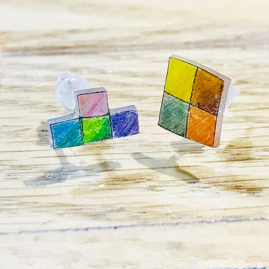 Magik "Rainbow Tretis" Shrinky Dink Stylish Ear Stud