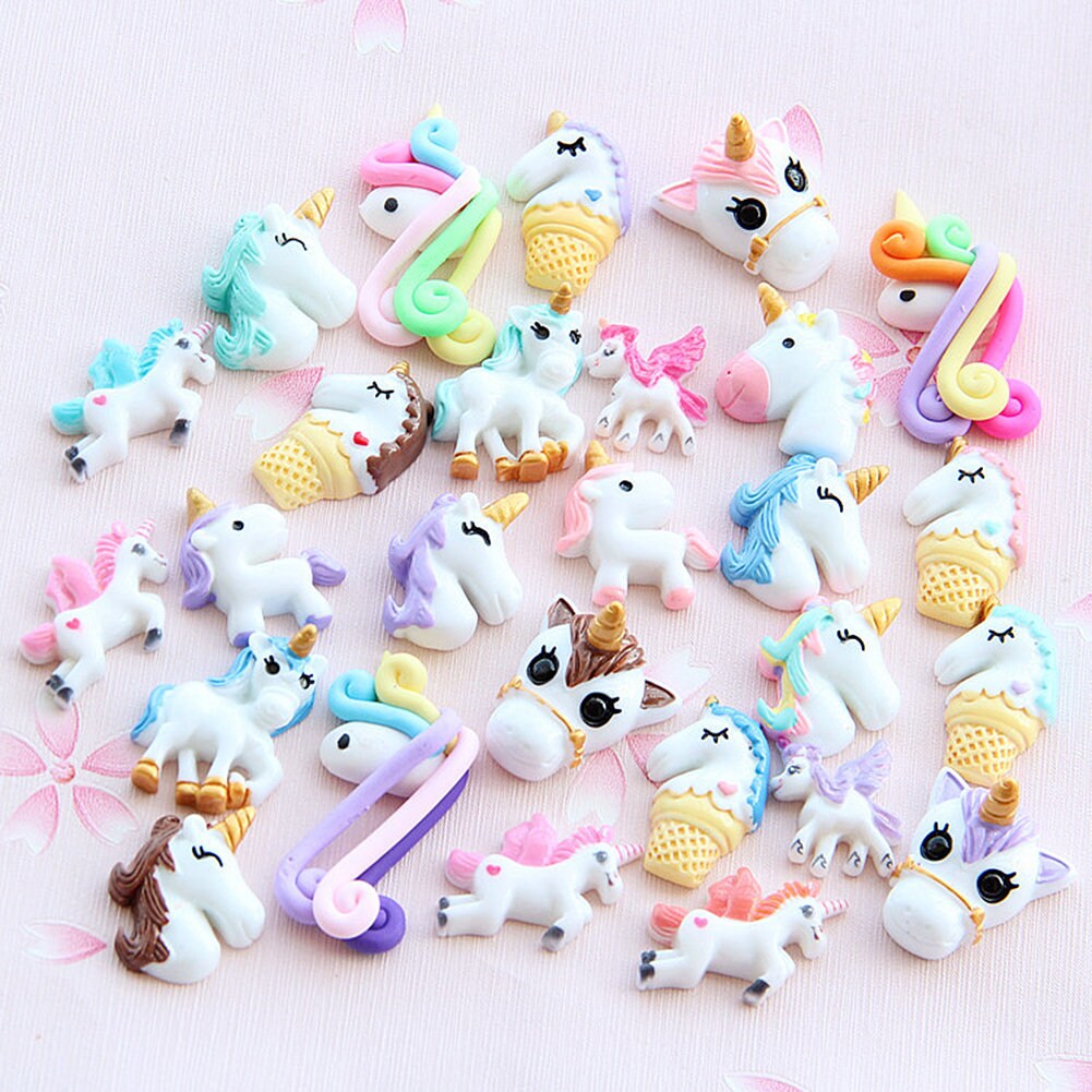 US Slime Nail Jewely Crafts Resin Flat Back Scrapbooking Charms DIY, Unicorn Set
