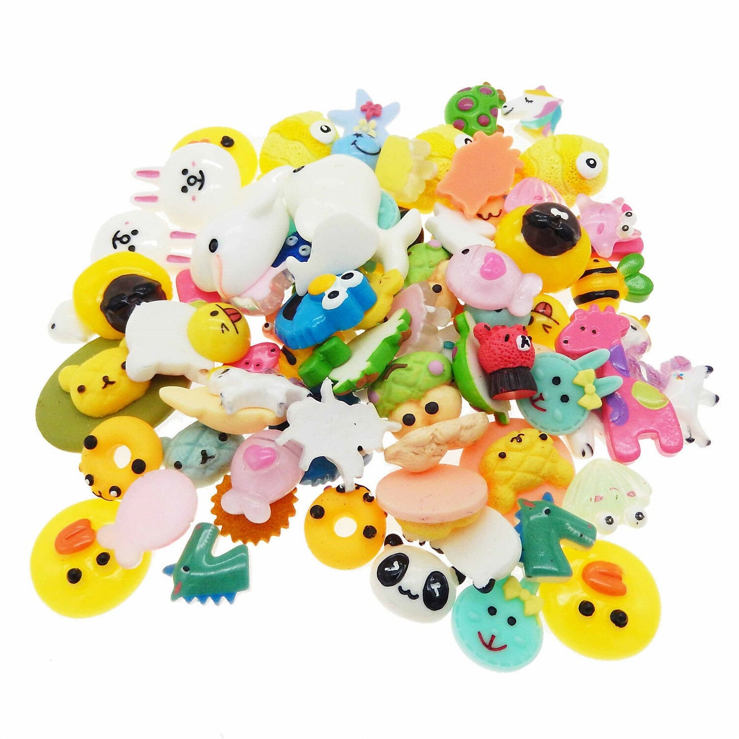 US 100 Pc Animal Cartoons Characters Slime Resin Flat Back Scrapbooking Charms DIY, Assorted Animal Cartoons