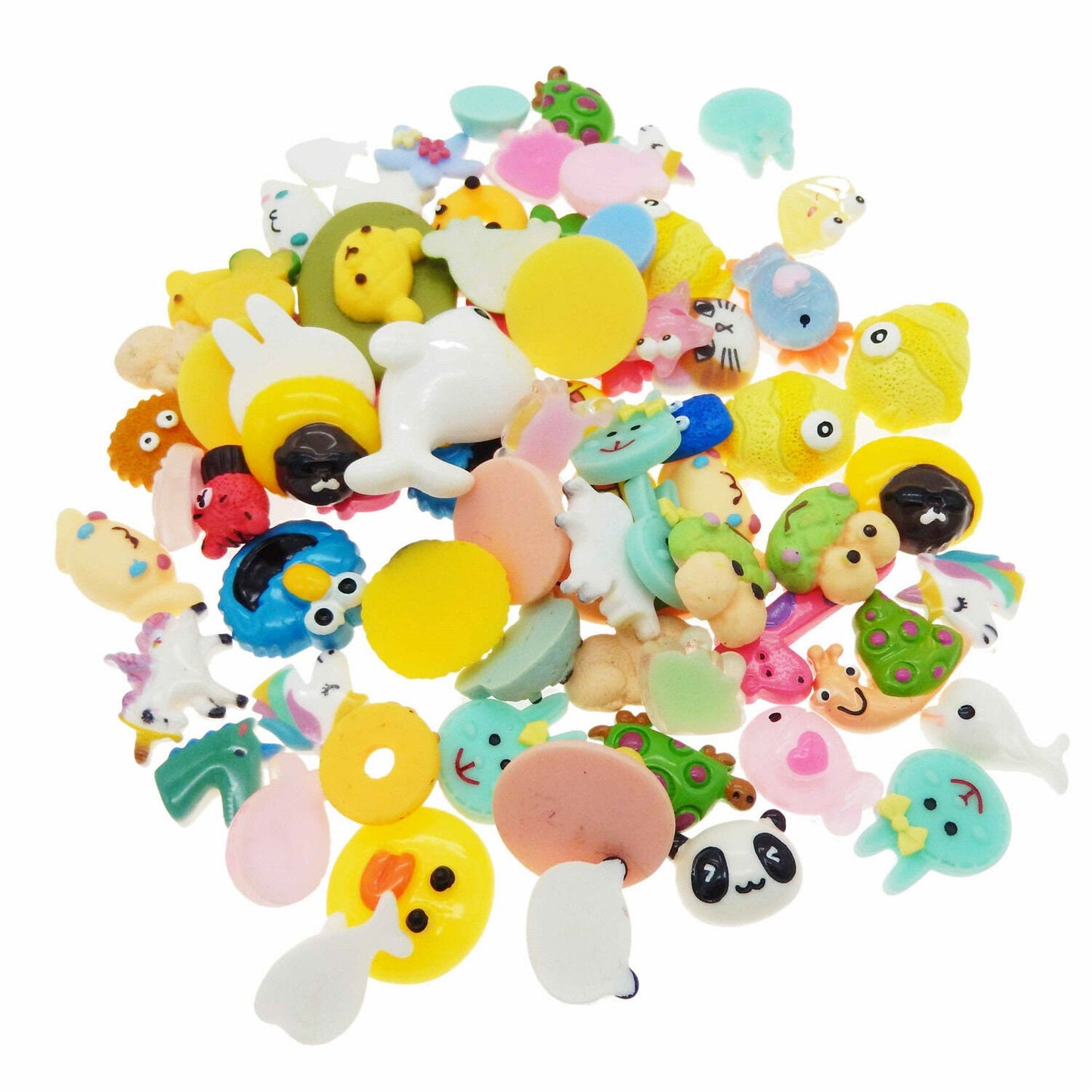 US 100 Pc Animal Cartoons Characters Slime Resin Flat Back Scrapbooking Charms DIY, Assorted Animal Cartoons